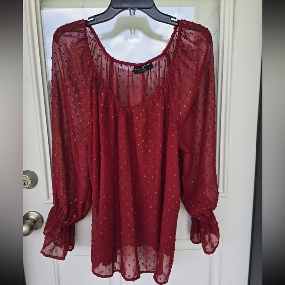 Lane Bryant Sheer  Blouse Sz 14/16 Womens Long Sleeve Textured See Thru Y2k - Picture 5 of 11